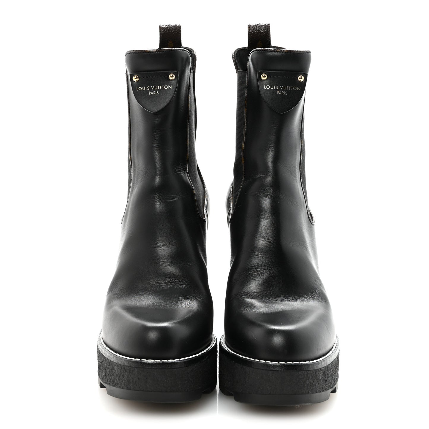 Calfskin Monogram LV Beaubourg Platform Ankle Boots 40 Black