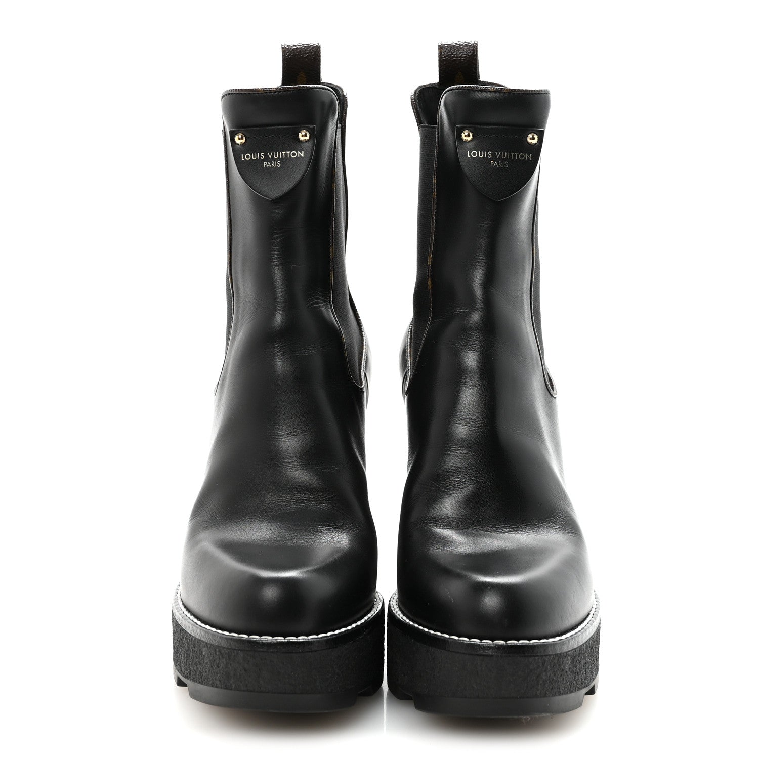 Louis Vuitton Calfskin Monogram LV Beaubourg Platform Ankle Boots 40 Black 6 of 18
