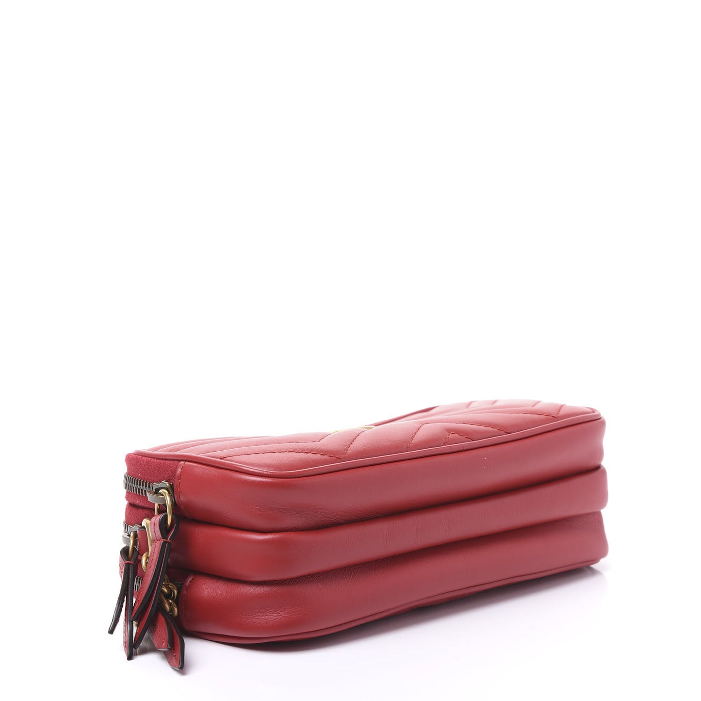 Calfskin Matelasse Mini GG Marmont Chain Crossbody Bag Hibiscus Red