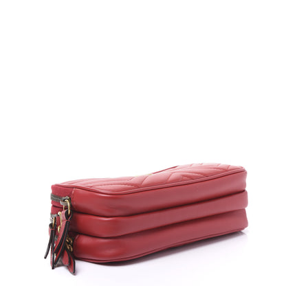Gucci Calfskin Matelasse Mini GG Marmont Chain Crossbody Bag Hibiscus Red 3 of 10