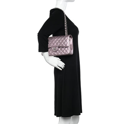 Chanel Metallic Calfskin Quilted Medium Double Flap Purple 2 of 11