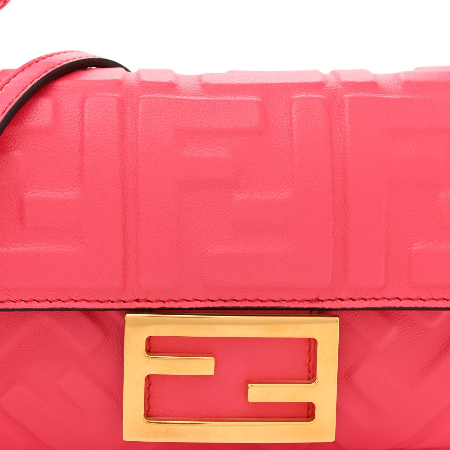 Fendi Nappa FF 1974 Embossed Mini Baguette Lampone 8 of 12