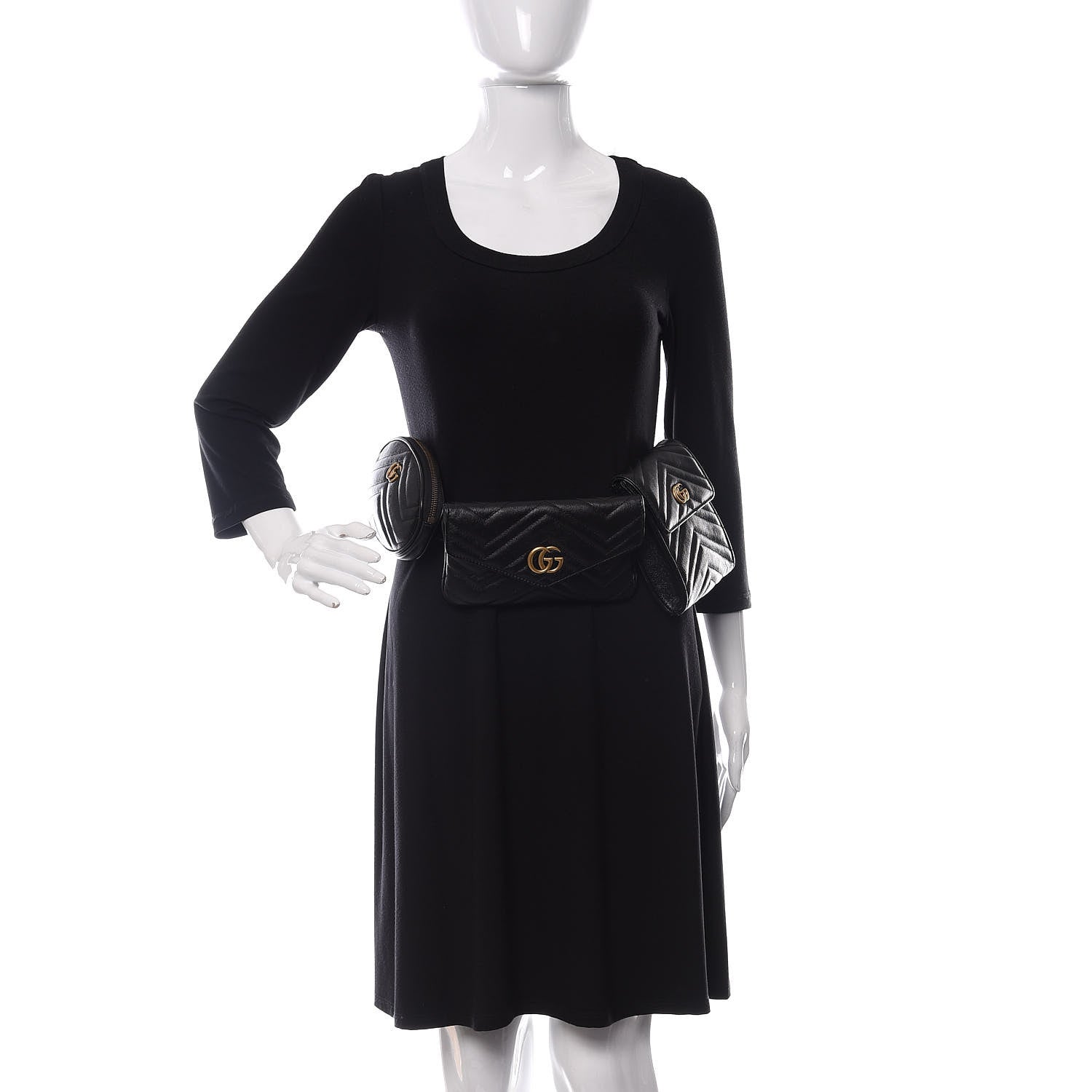 Gucci Calfskin Matelasse GG Marmont 2.0 Multi Belt Bag 85 34 Black 2 of 17