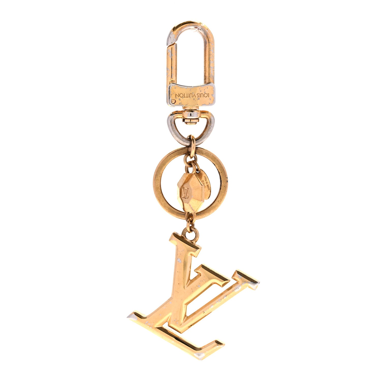 Louis Vuitton Metal LV Facettes Bag Charm Key Holder Gold 1 of 5