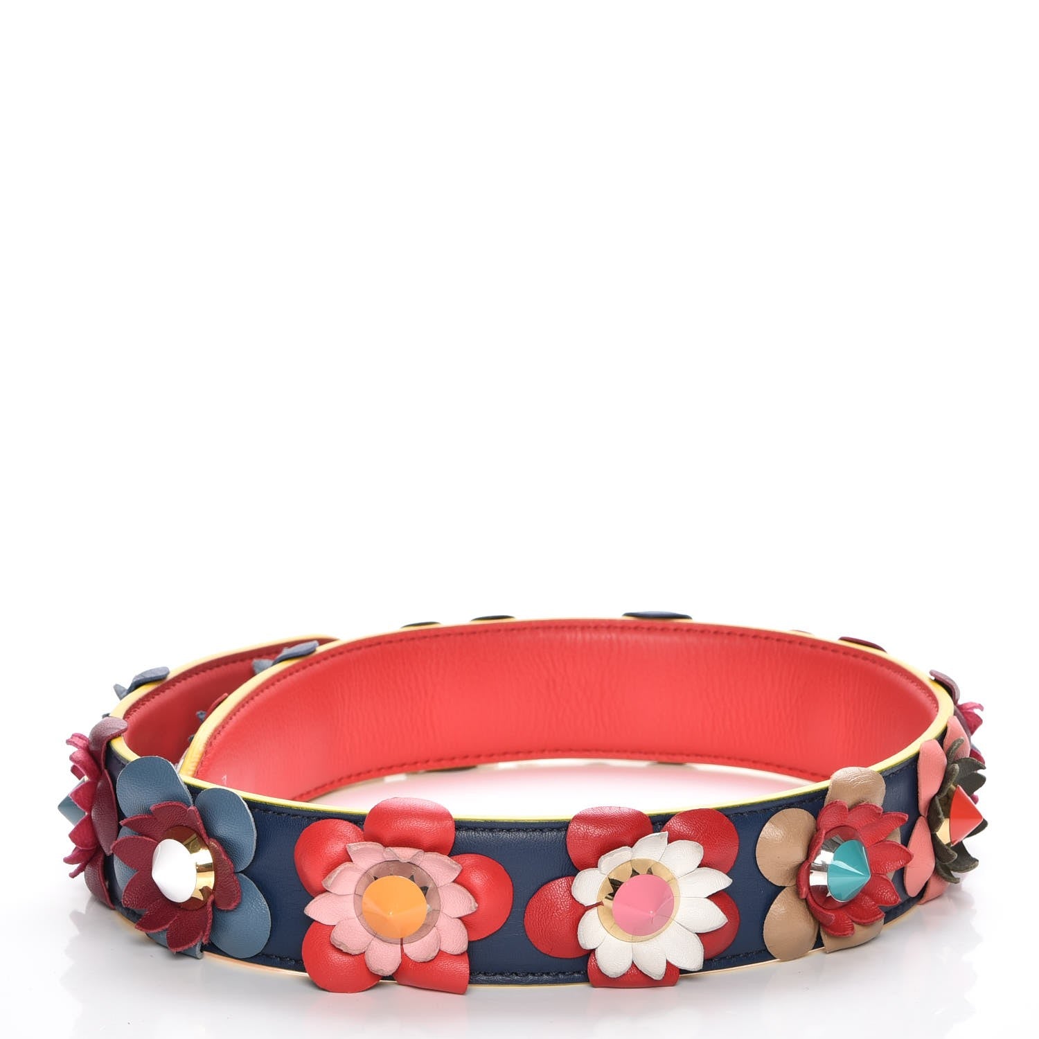 Fendi Vitello Dolce Flowerland Studded Strap You Blue Corallo Multicolor 2 of 3