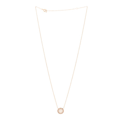 Tiffany 18K Rose Gold Diamond Mother of Pearl Small T Circle Pendant Necklace 3 of 5