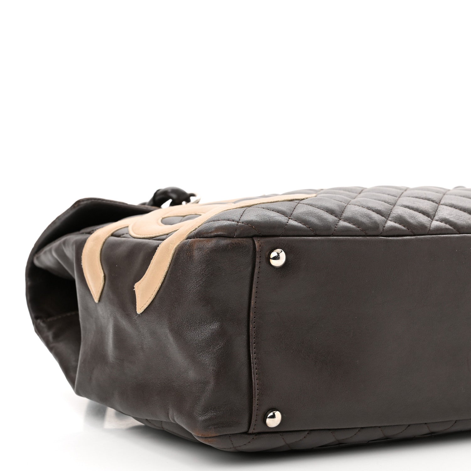 Chanel Calfskin Quilted Large Cambon Flap Brown Beige 8 of 17