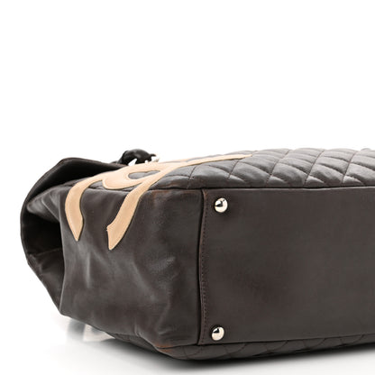 Chanel Calfskin Quilted Large Cambon Flap Brown Beige 8 of 17