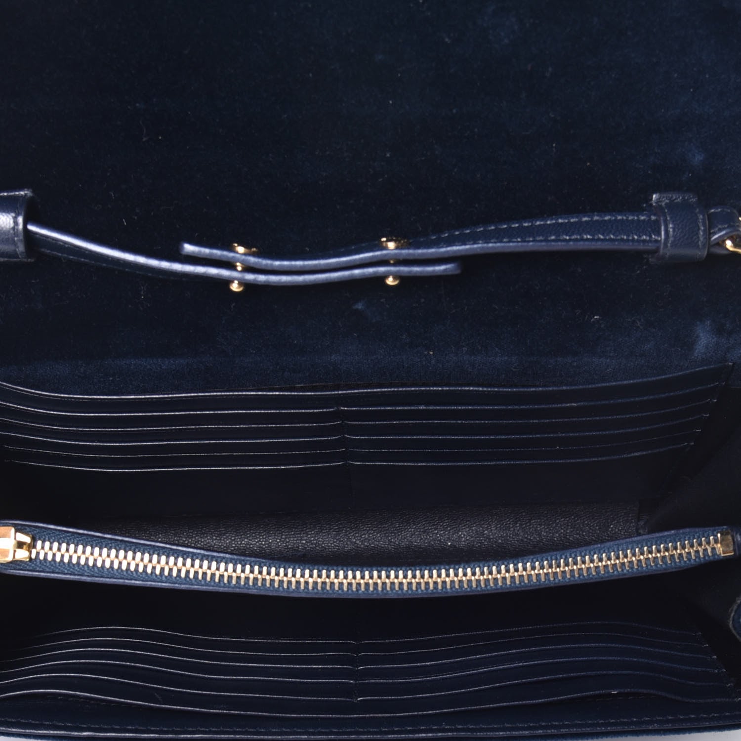 Saint Laurent Velvet Monogram Chain Wallet Legion Blue 5 of 8