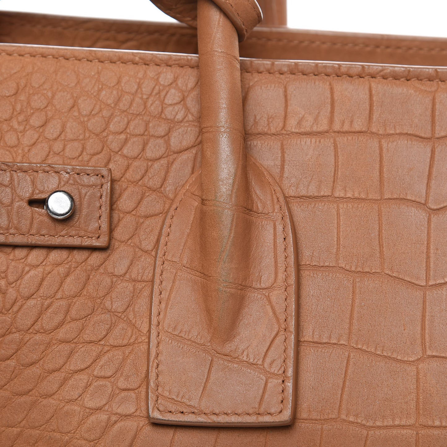 Crocodile Embossed Suede Small Supple Sac de Jour Tan