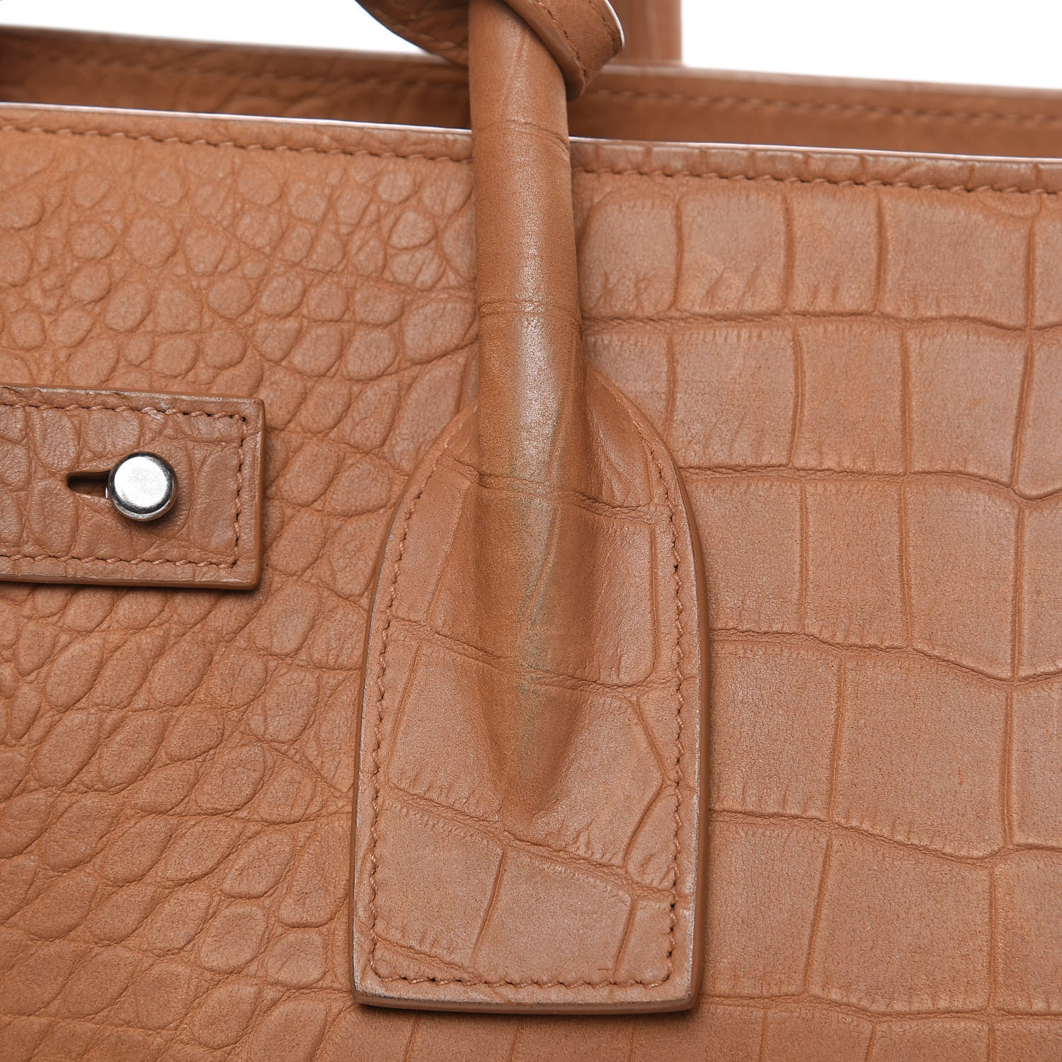 Saint Laurent Crocodile Embossed Suede Small Supple Sac de Jour Tan 16 of 17