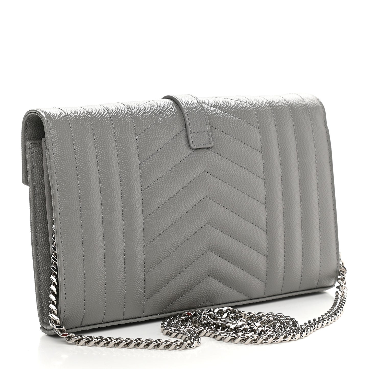 Grain De Poudre Mixed Matelasse Triquilt Monogram Chain Wallet Fog