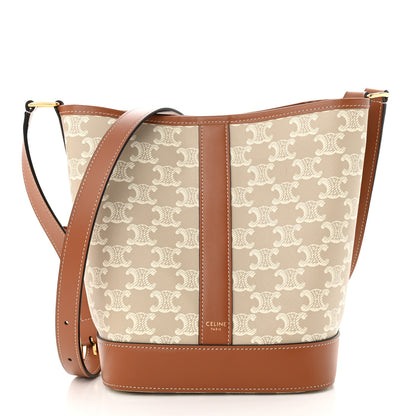 Celine Triomphe Canvas Calfskin Small Bucket Bag Grege 1 of 12