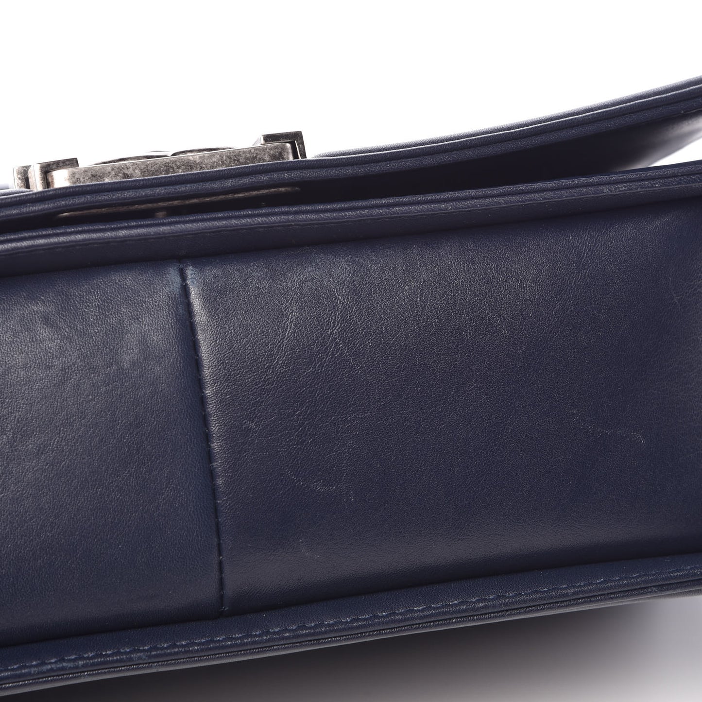 Calfskin Quilted Medium Boy Flap Navy Blue