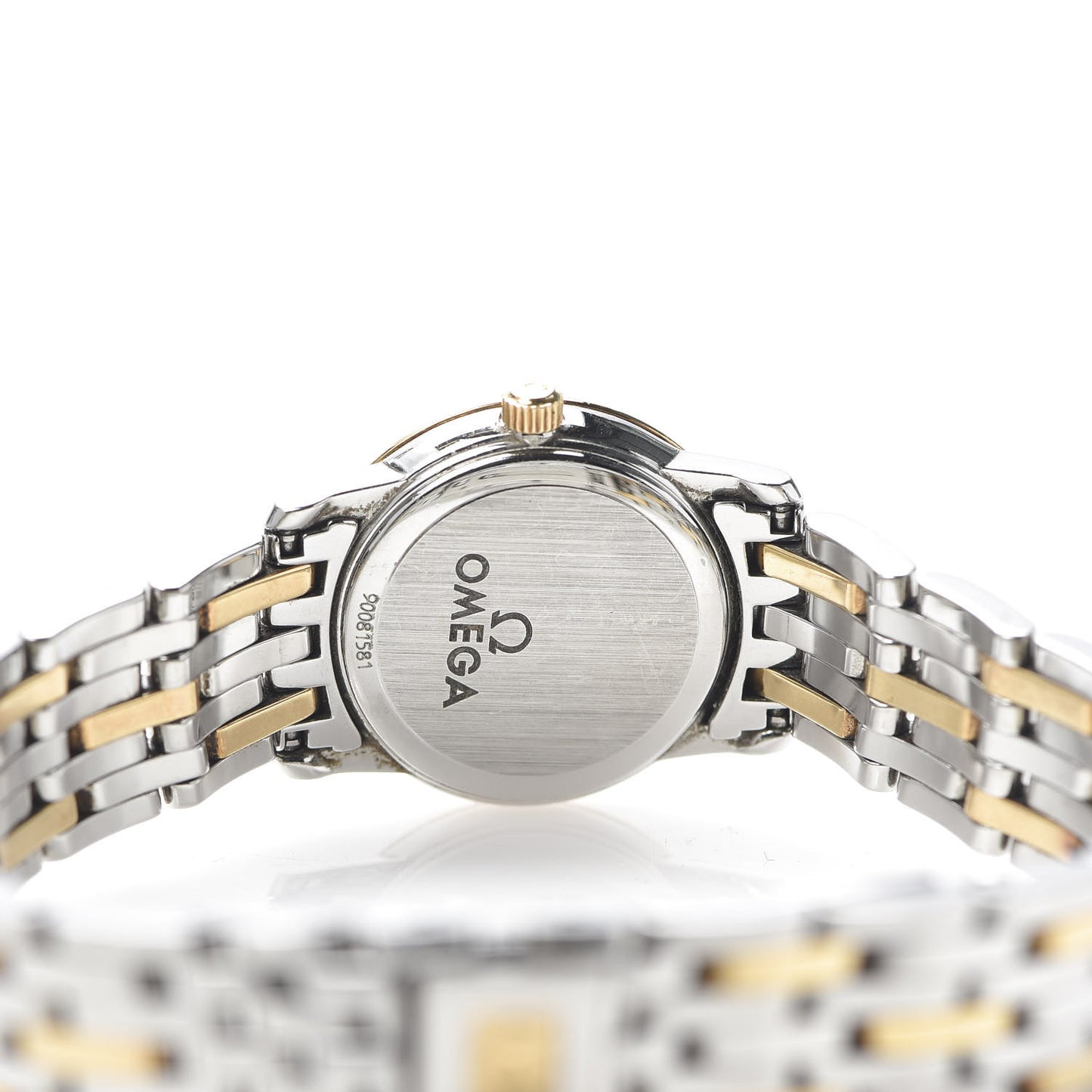 Stainless Steel 18K Yellow Gold Diamond Bezel Mother of Pearl 22mm De Ville Prestige Quartz Watch 4375.75.00