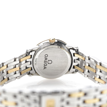 Omega Stainless Steel 18K Yellow Gold Diamond Bezel Mother of Pearl 22mm De Ville Prestige Quartz Watch 4375.75.00 5 of 7