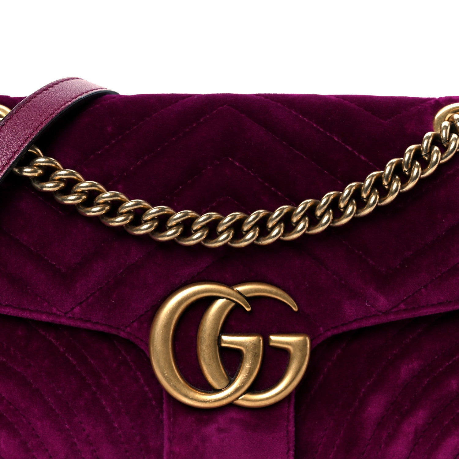 Gucci Velvet Matelasse Small GG Marmont Shoulder Bag Fuchsia Violet Cyclamen 9 of 12