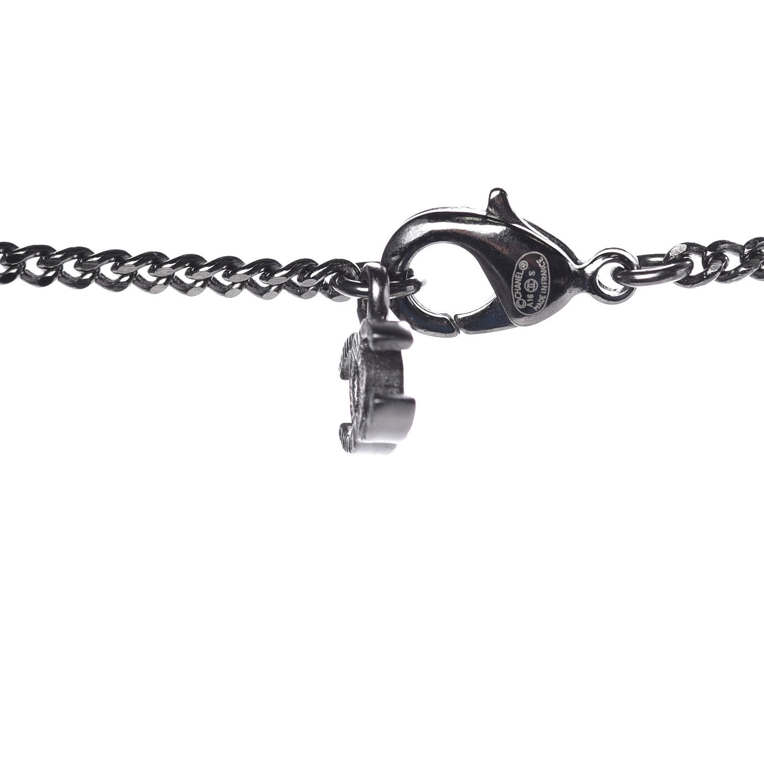 Chanel Crystal CC Medallion Necklace Ruthenium Black 8 of 9