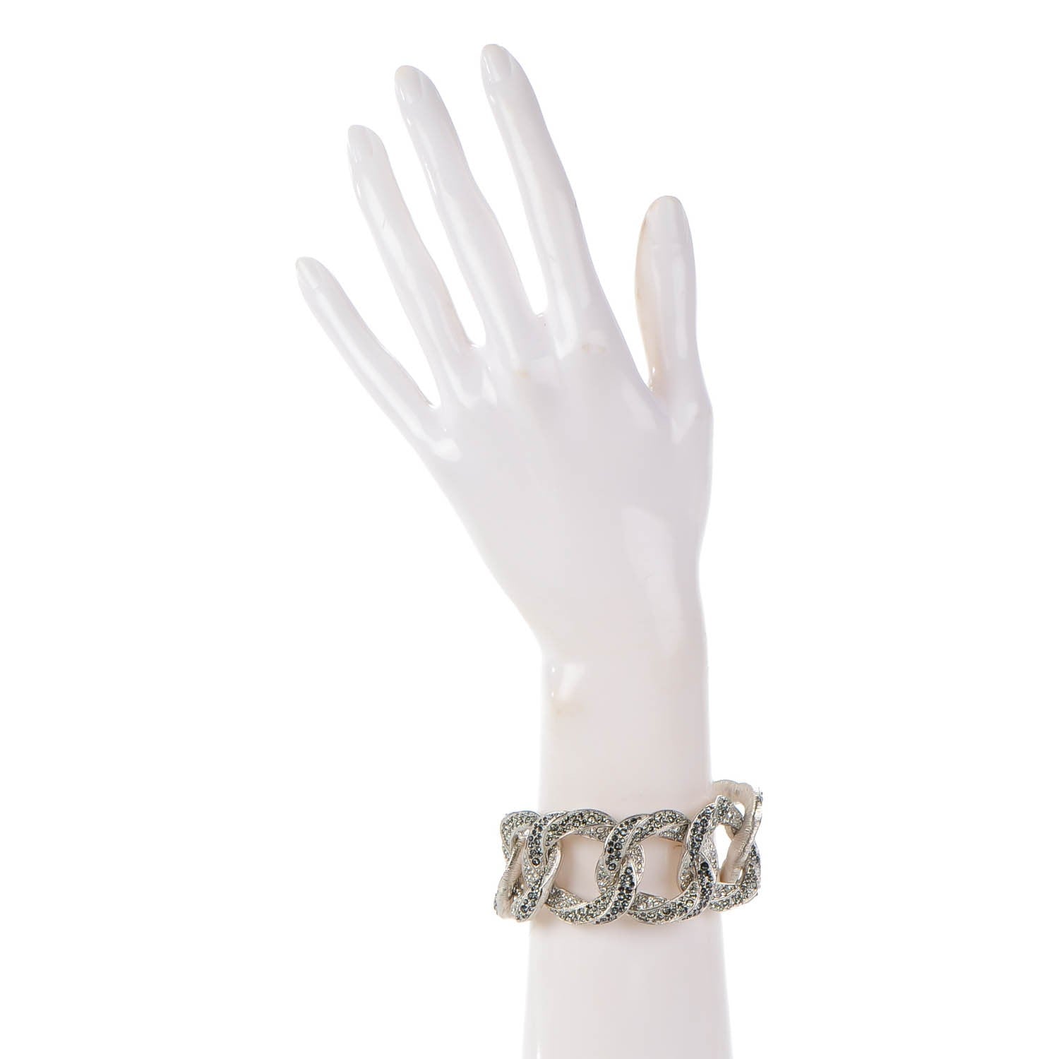 Chanel Crystal CC Chain Bracelet Silver 2 of 7