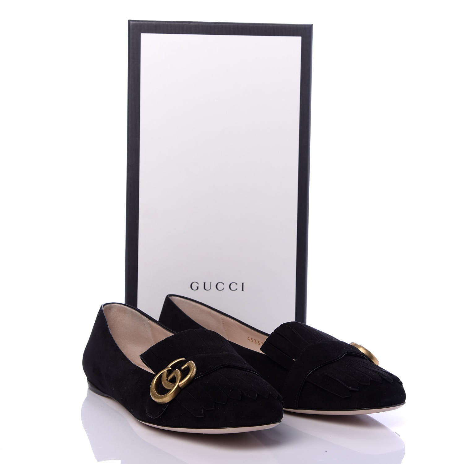 Gucci Kid Scamosciato GG Marmont Fringe Flats 40 Black 11 of 11