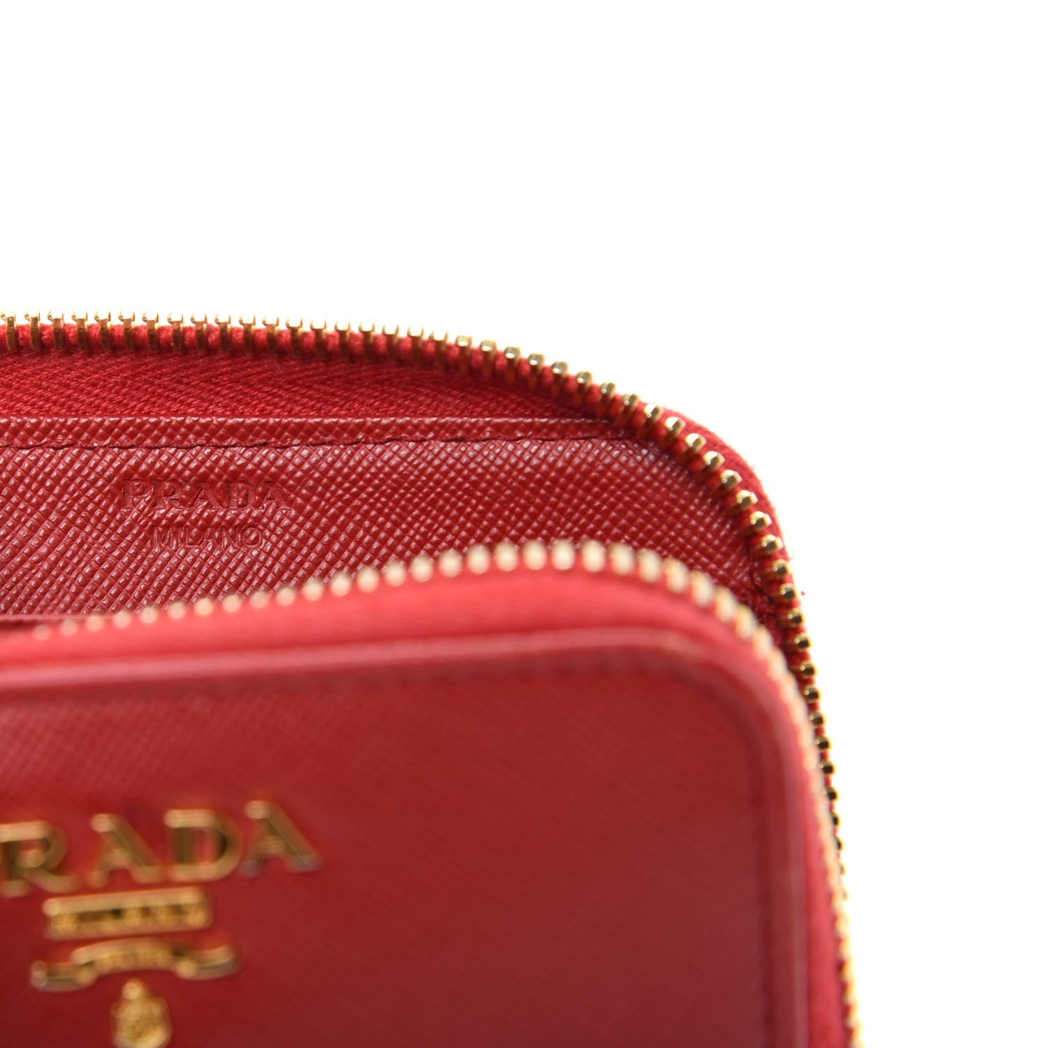 Prada Saffiano Metal Zip Coin Purse Fuoco 6 of 12