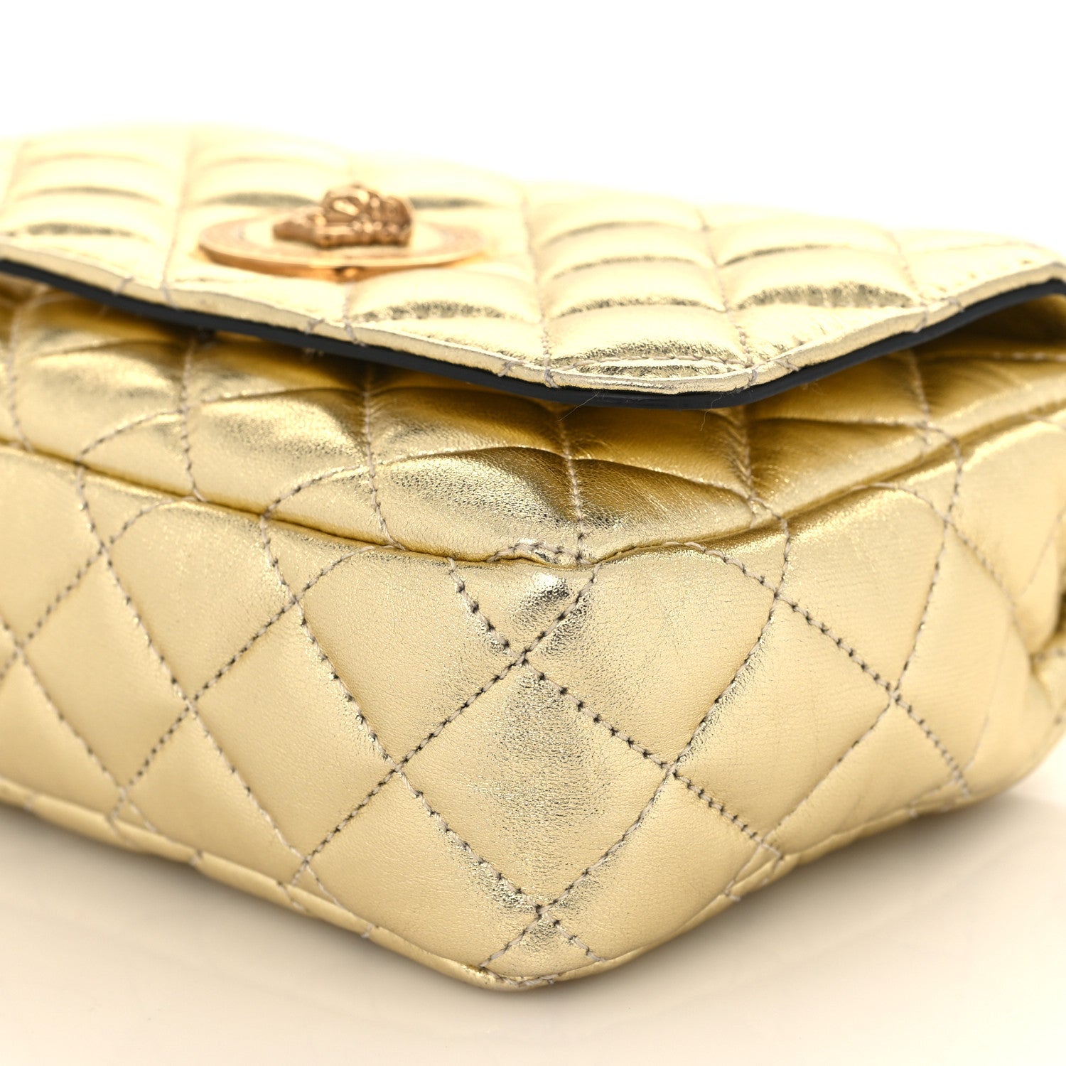 Versace Metallic Nappa Quilted Small Medusa Chain Crossbody Gold 9 of 9