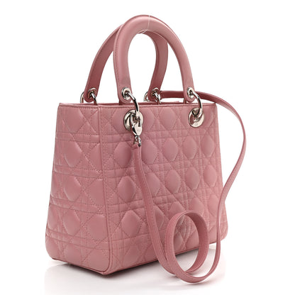 Christian Dior Lambskin Cannage Medium Lady Dior Rose Clair 3 of 10