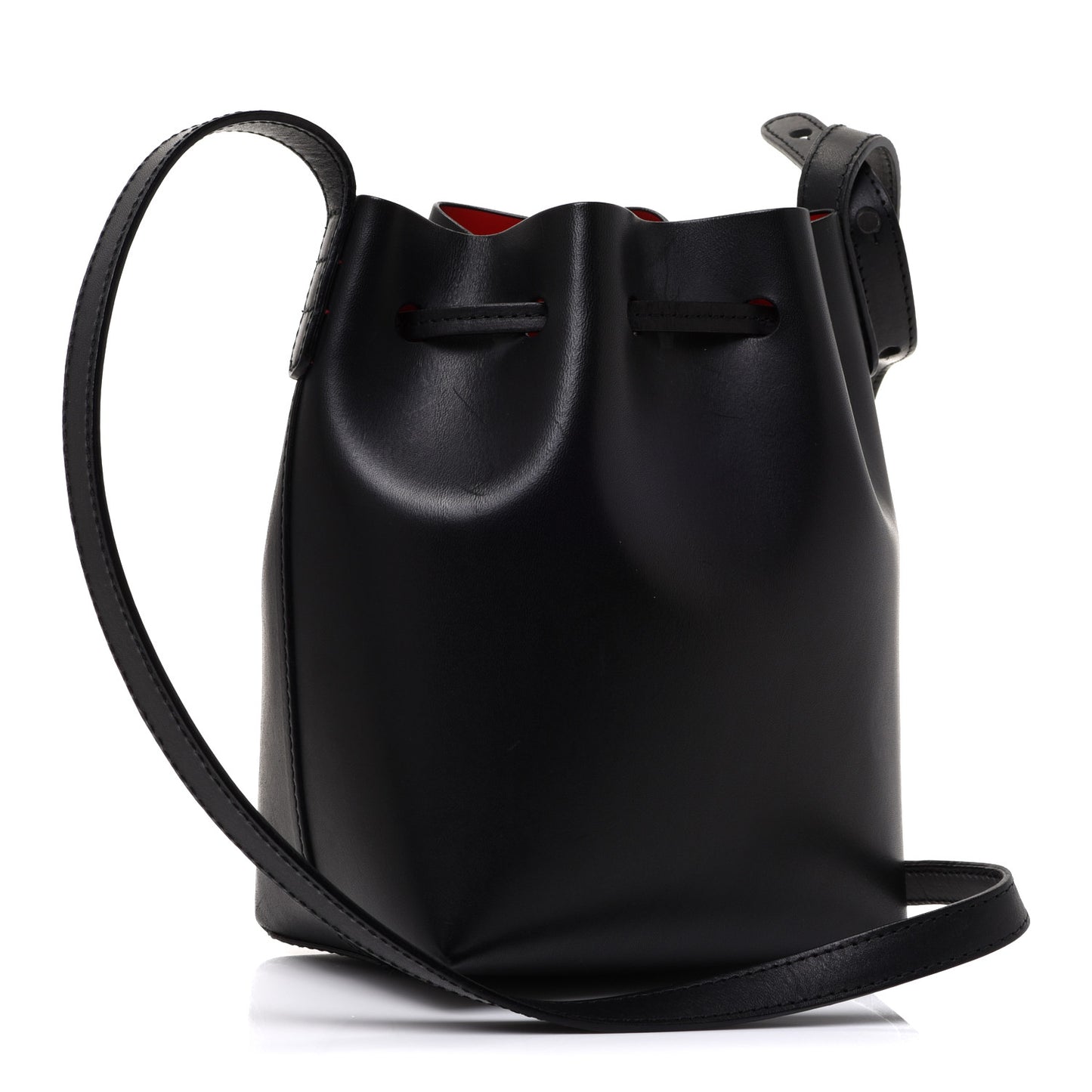 Vegetable Tanned Calfskin Mini Mini Bucket Bag Black Flamma