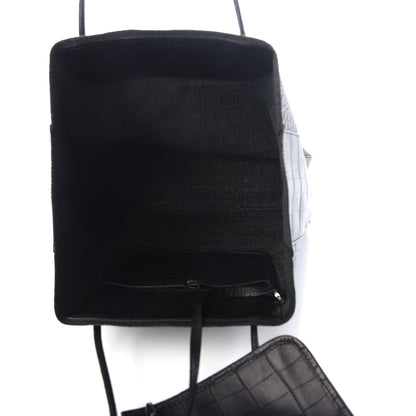 Alexander Wang Calfskin Crocodile Embossed Prisma Skeletal Tote Black Silver Hardware 5 of 9