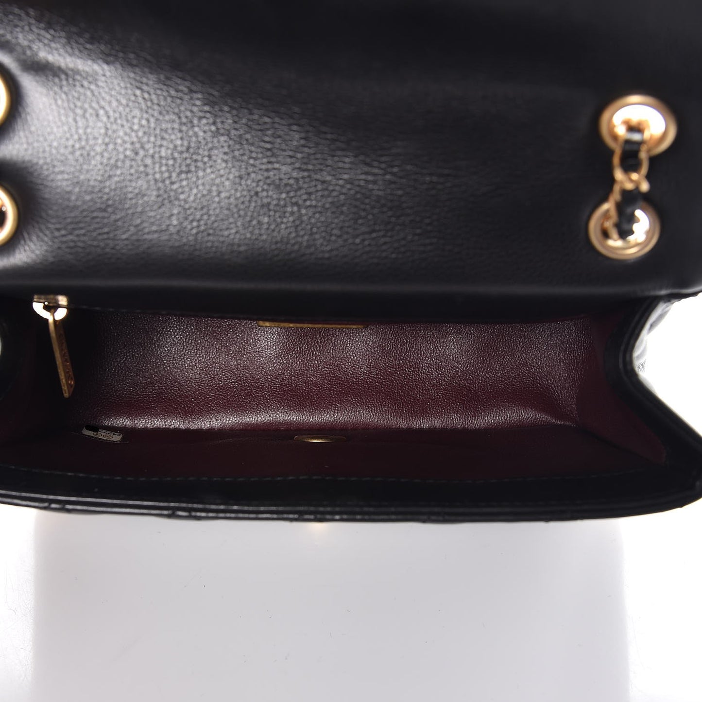 Calfskin Quilted Mini Rock The Corner Flap Black