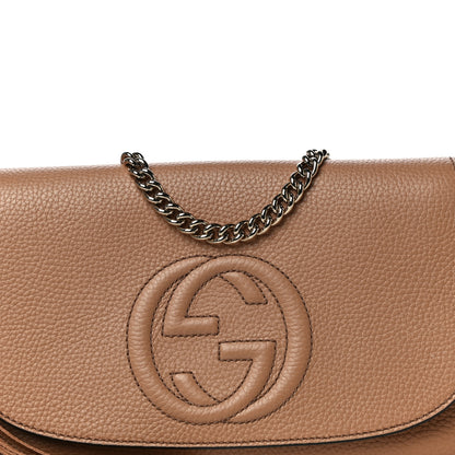 Gucci Pebbled Calfskin Medium Soho Flap Crossbody Camelia 8 of 11