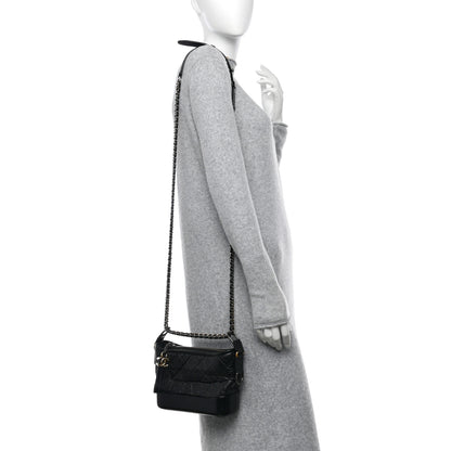 Chanel Aged Calfskin Quilted Small Gabrielle Hobo Black 2 of 14