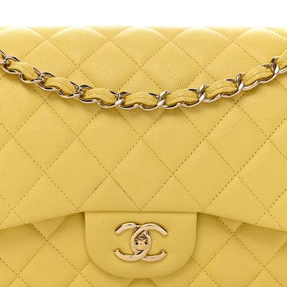 Chanel Caviar Quilted Jumbo Double Flap Yellow 5 of 11