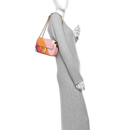 Fendi Nappa FF Embossed Line Print Midi Chain Baguette White Multicolor 2 of 11