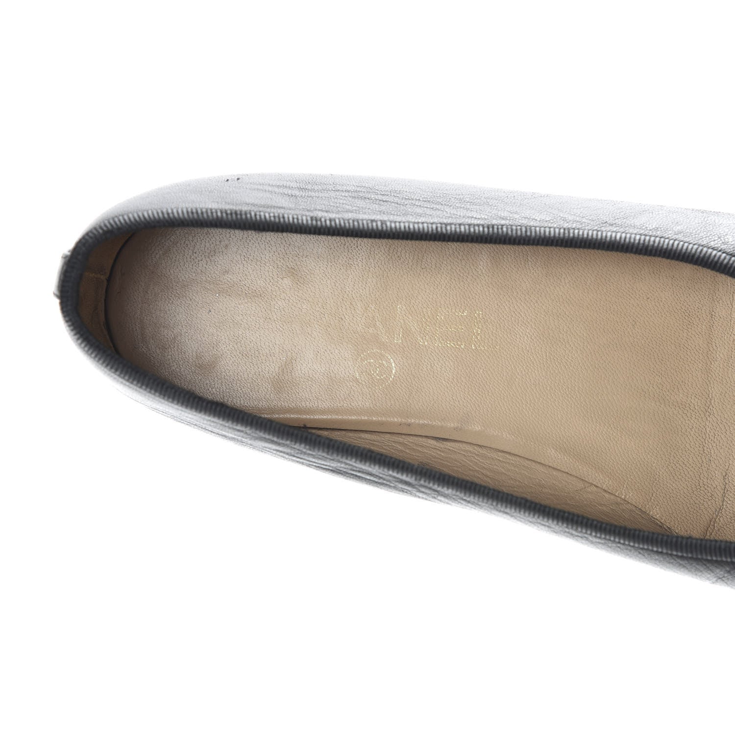 Chanel Lambskin Patent Cap Toe Ballerina Flats 37.5 Black 7 of 11