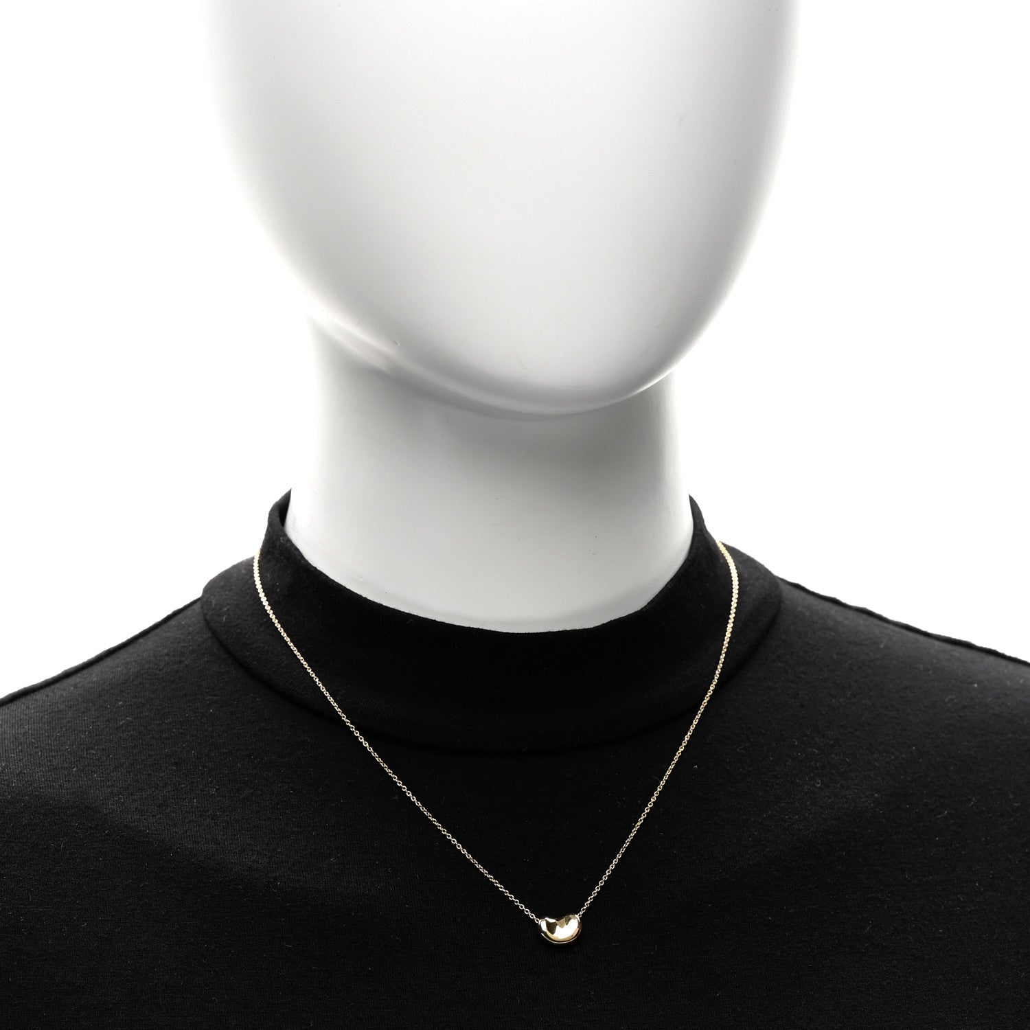 Tiffany 18K Yellow Gold 11mm Elsa Peretti Bean Pendant Necklace 2 of 6