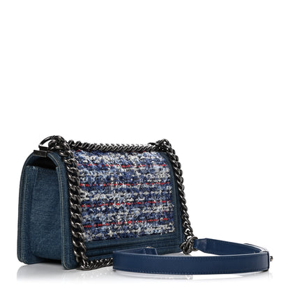 Chanel Tweed Denim Medium Boy Flap Blue 2 of 8