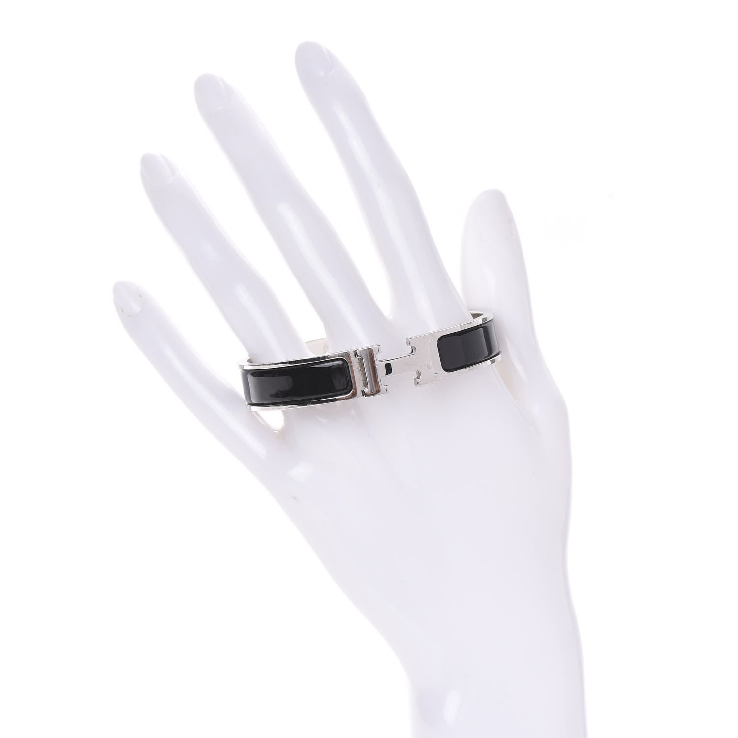Hermes Enamel Narrow Clic Clac H Bracelet GM Black 2 of 4