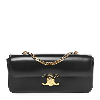Celine Shiny Calfskin Triomphe Chain Bag Black 1 of 9
