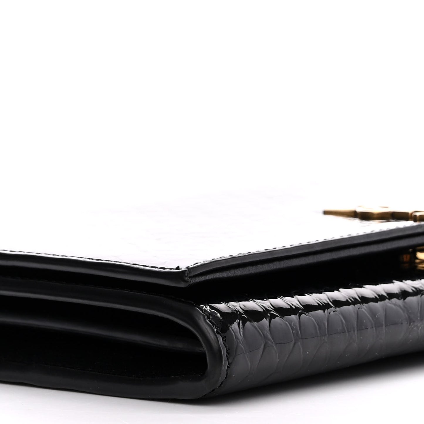 Embossed Monogram Chain Wallet Black