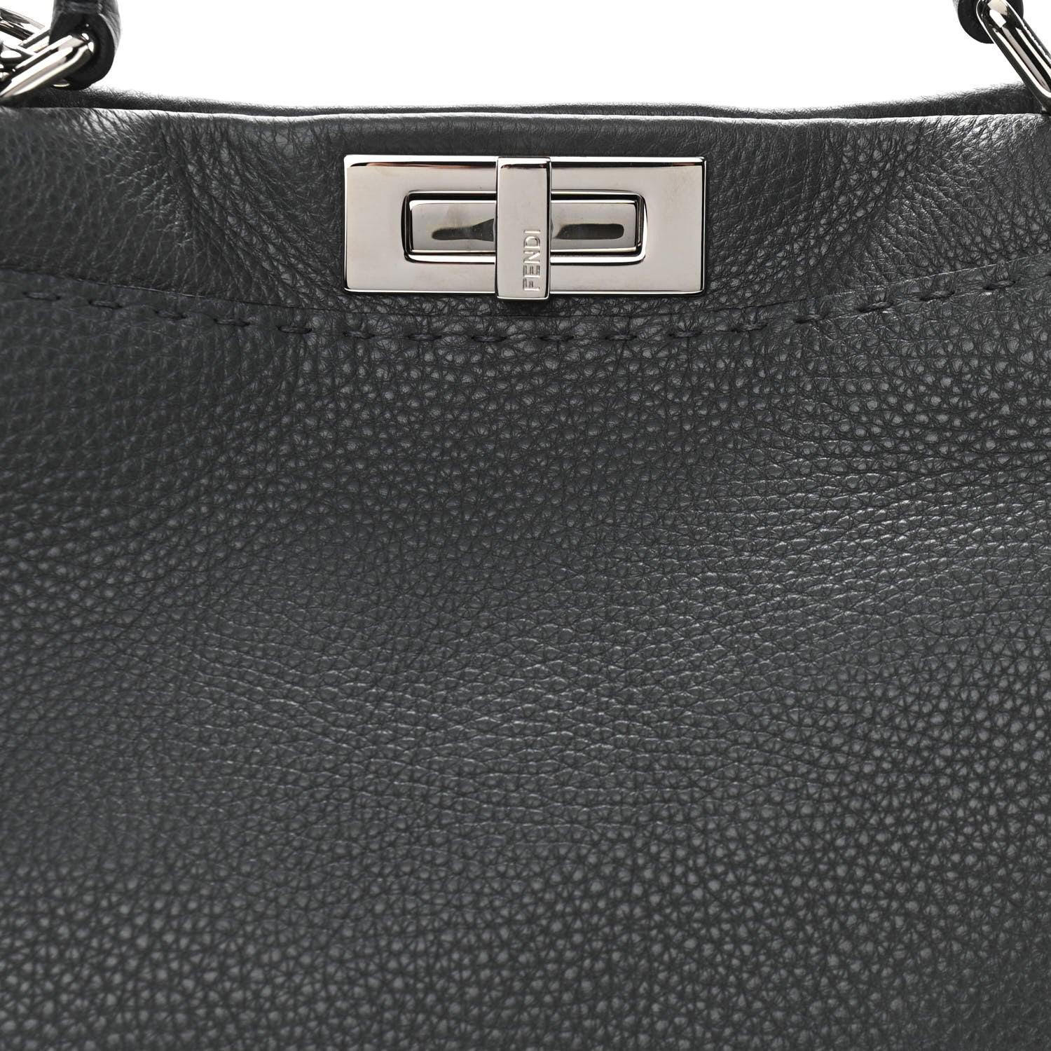 Fendi Cuoio Romano Selleria Bi-Color Large Peekaboo Iconic Satchel Asfalto Latte 8 of 11
