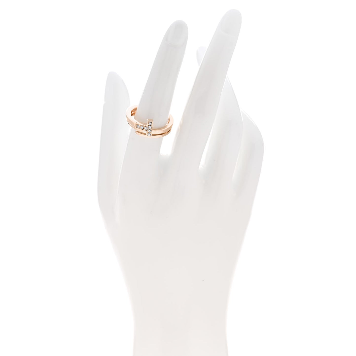 18K Rose Gold Diamond T Square Wrap Ring 54 7