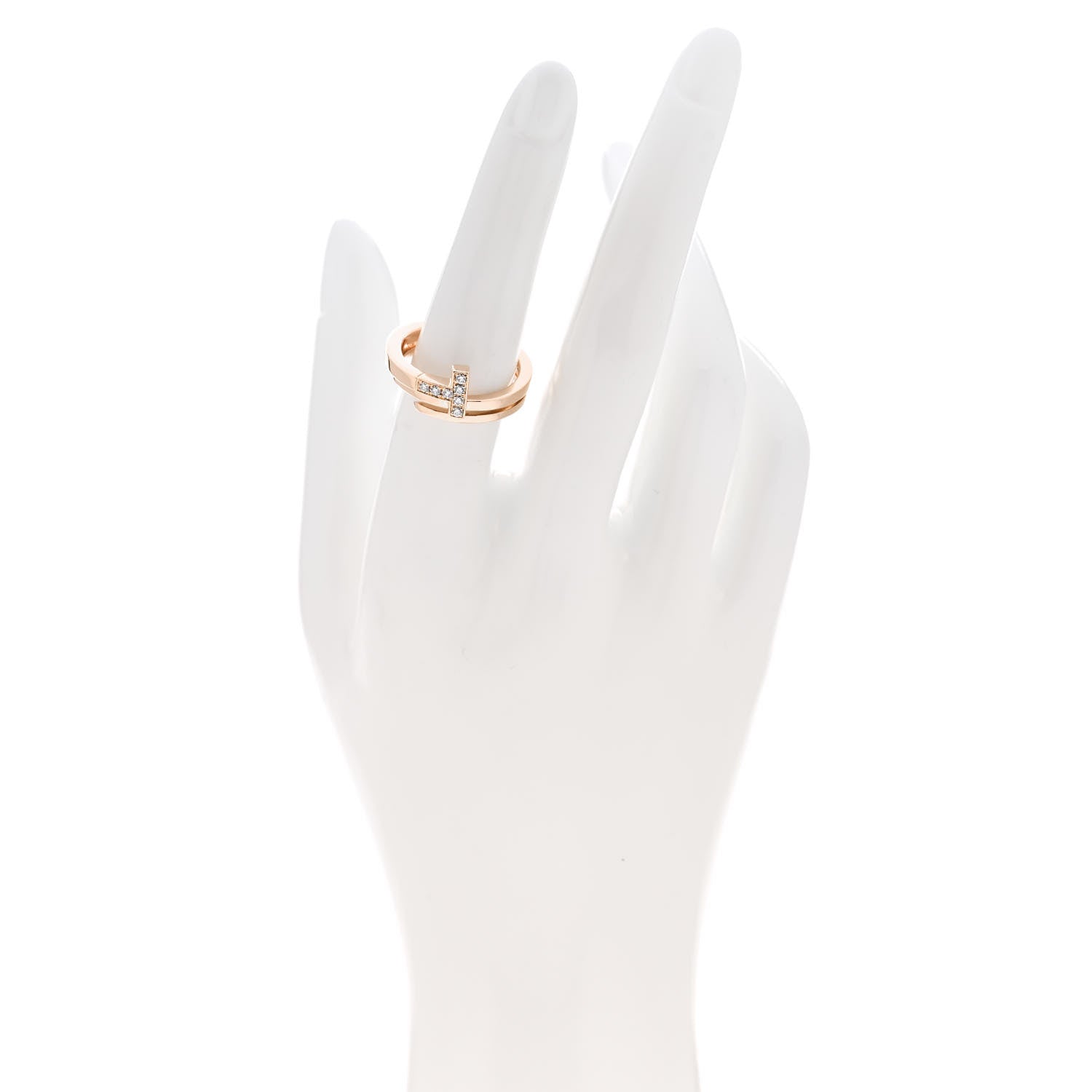 Tiffany 18K Rose Gold Diamond T Square Wrap Ring 54 7 2 of 4