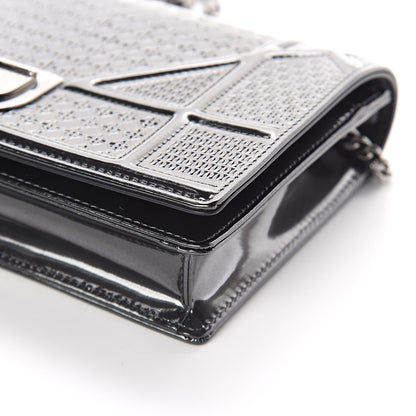 Christian Dior Metallic Patent Micro-Cannage Diorama Wallet on Chain Pouch Onyx Black 8 of 9