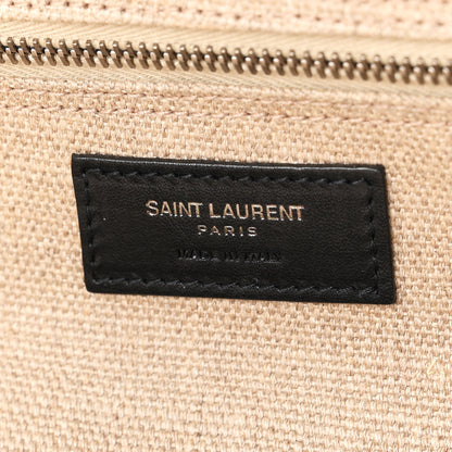 Saint Laurent Linen Calfskin Rive Gauche Tote Optic White 6 of 10