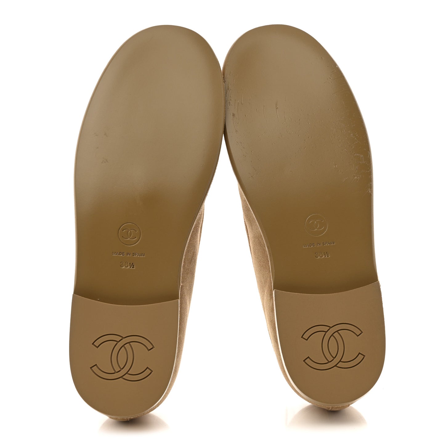 Suede Calfskin CC Loafers 38.5 Dark Beige