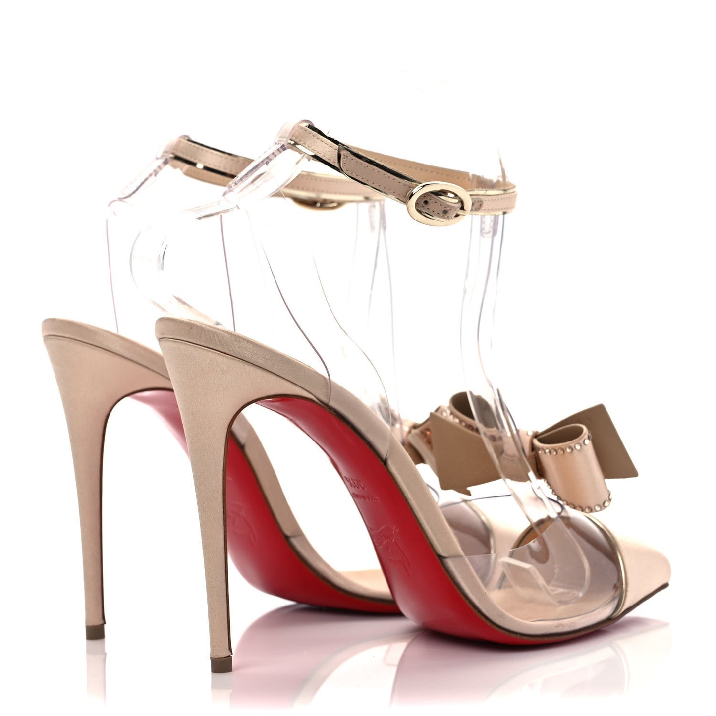 Satin PVC Specchio Naked Bow 100 Pumps 39.5 Version Nude
