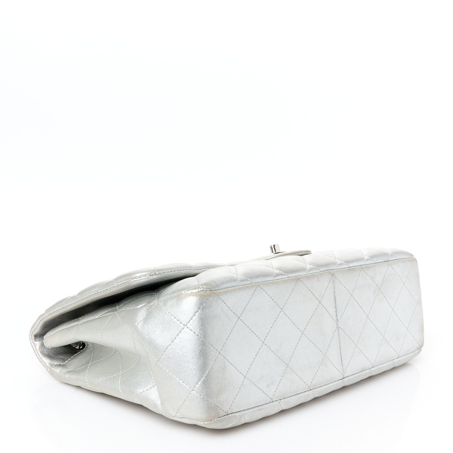 Chanel Metallic Lambskin Quilted Jumbo Single Flap Silver 4 of 11