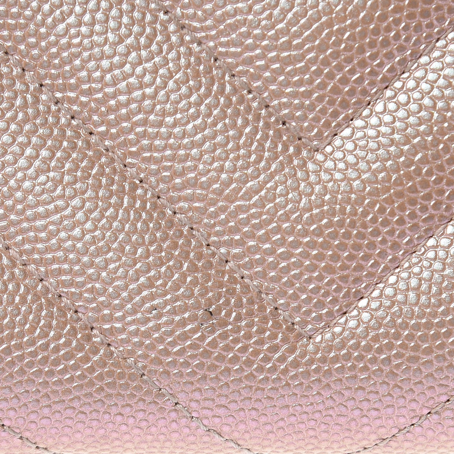 Chanel Metallic Caviar Chevron Quilted Zip Around Wallet Light Gold 11 of 12