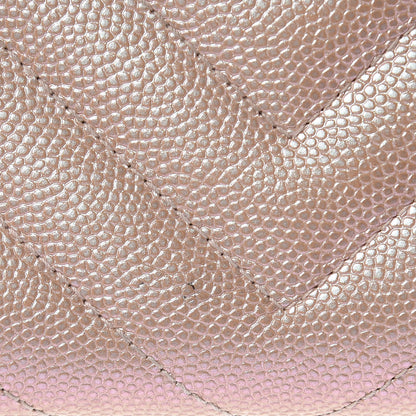 Chanel Metallic Caviar Chevron Quilted Zip Around Wallet Light Gold 11 of 12